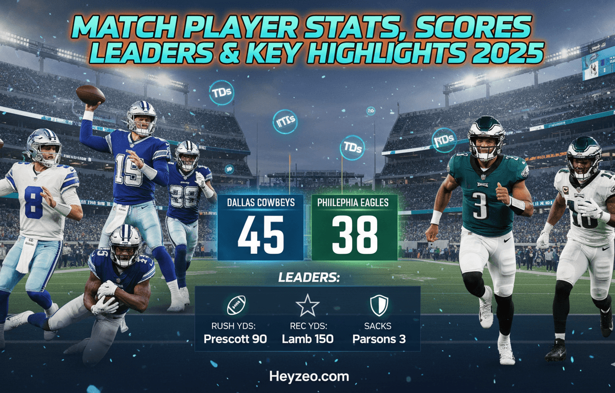 Dallas Cowboys vs Philadelphia Eagles Match Player Stats, Scores, Leaders & Key Highlights 2025